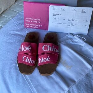 Chloe woody flat slides